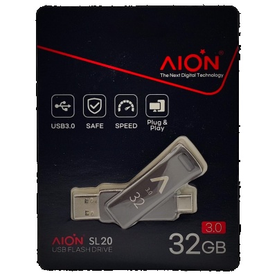 MEMORIA USB SL20 AION 32/64/128GB 3.0 METAL BLACK USB C 3.0