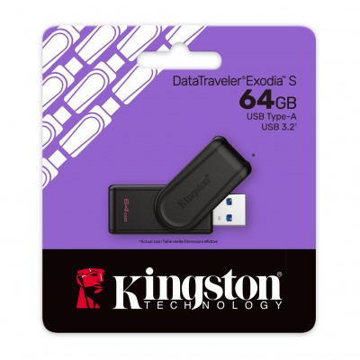MEMORIA KINGSTON USB 64GB EXODIA S 3.2 BLACK GIRATORIA